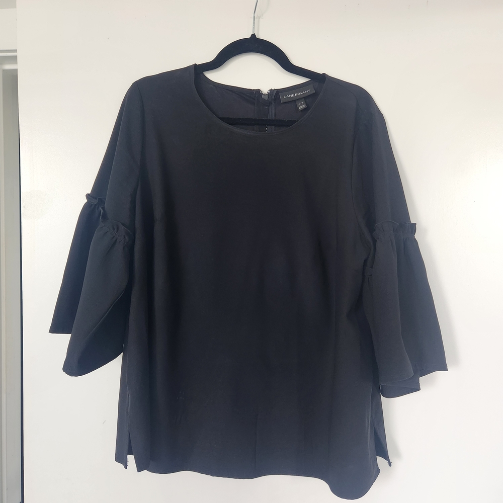 Lane Bryant Black Flared Sleeve Blouse